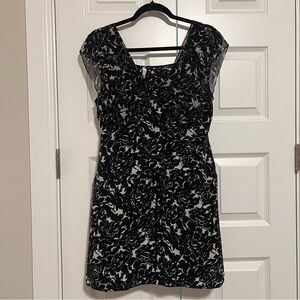 Tracy Reese Silk Black and White Floral Mini Dress